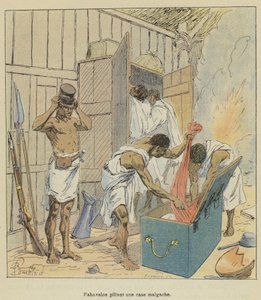 Fahavalos plündern ein madagassisches Haus von after Louis Charles Bombled