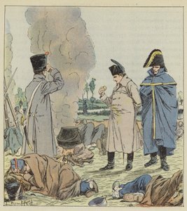 Der Kaiser im Biwak an den Ufern der Sambre von after Louis Charles Bombled