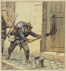 Die Preußen brennen 193 Häuser in Châteaudun nieder, nachdem sie sie mit Petroleum bestrichen haben von after Louis Charles Bombled