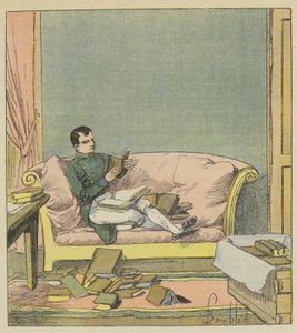 Napoleon durchsucht die Bücher, die ihm gerade geschickt wurden von after Louis Charles Bombled