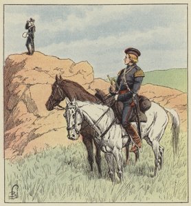 Kosakenoffizier bei der Aufklärung vor Ping-Yang von after Louis Charles Bombled