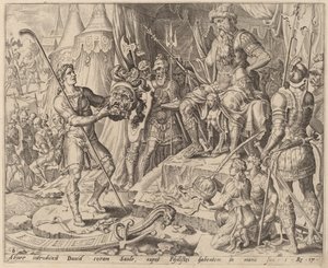 David mit Goliaths Kopf vor Saul von after Maerten van Heemskerck