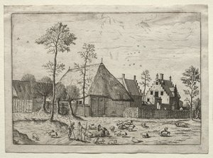 Ansicht von Dörfern in Brabant und Campine: Hirten mit Herde von after Master of the Small Landscapes