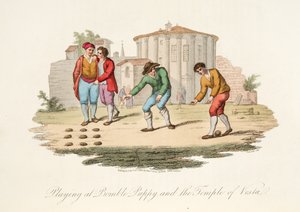 Bomble Puppy spielen und der Tempel von Vest, aus Italian Scenery, veröffentlicht 1806 von after P. van Lerberghi