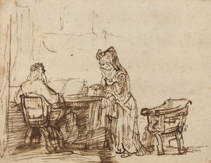 Hannah weist die Vorwürfe des Propheten Eli zurück von after Rembrandt van Rijn