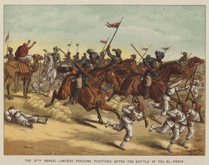 Die 13. Bengal Lancers verfolgen Flüchtlinge nach der Schlacht von Tel-El-Kebir