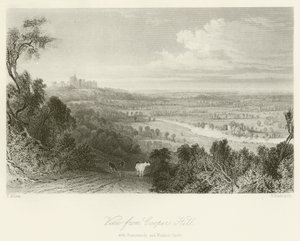 Blick von Coopers Hill, mit Runnemede und Windsor Castle von after Thomas Allom