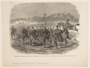 Angriff des Ersten Massachusetts-Regiments auf eine Rebellen-Schützenstellung in der Nähe von Yorktown von after Winslow Homer