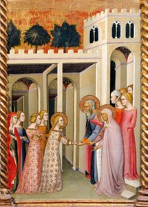 Jungfrau Maria mit St. Joachim und St. Anna, Detail des Altars mit Geschichten der Jungfrau von also Manfredi de Battilori Bartolo di Fredi