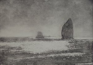 Trinität, 2017, Aquatinta und Handkolorierung auf Papier von angus hampel