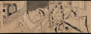 Kapitel "Akashi", "Miotsukushi", "Yomogiu", "Sekiya" und "E-awase" aus der Geschichte von Genji (Genji monogatari)