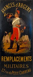 Zum Husaren. Schild des Ersatzmilitärbüros. 17 Rue des Petits-Carreaux, 11. Arrondissement, Paris