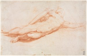 Studie eines gefallenen Soldaten (möglicherweise die Bekehrung des Saulus) (recto) von attributed to Correggio