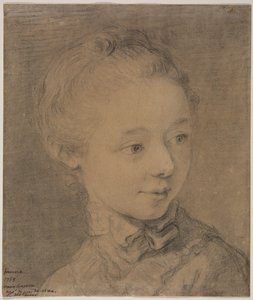 Kopf eines jungen Mädchens, nach rechts gewandt von attributed to François Hubert Drouais