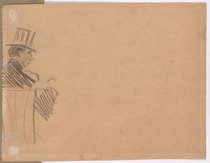 Rechtes Profil eines Mannes mit hohem Hut (verso) von attributed to Jean Louis Forain
