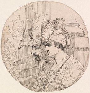 Zwei Köpfe in einem Rundel von attributed to John Hamilton Mortimer