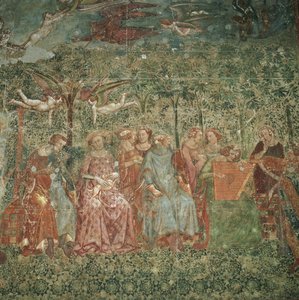 Höfische Damen bei einem Freiluftkonzert von attributed to Master of the Triumph of Death