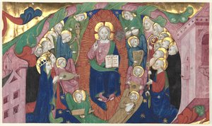 Fragment einer illustrierten Initiale aus einem Chorbuch: Christus in Majestät von attributed to Michelino Molinari da Besozzo