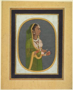 Hofdame schenkt Wein ein (recto) von attributed to Muhammad Rizavi Hindi