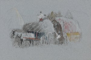 Bau eines Stapels (Studie für Heutransport) von attributed to Peter DeWint