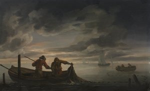 Eine Mündungsszene mit Fischern