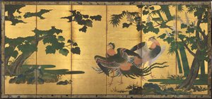 Phönixe und Paulownien von attributed to Tosa Mitsuyoshi