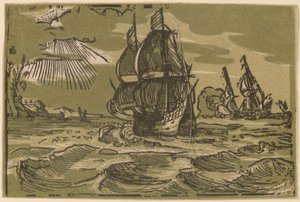 Zwei Dreimaster vor einer Küste von attributed to workshop of Willem Jansz. Blaeu