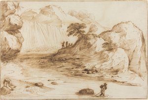 Landschaft mit Wasserfall