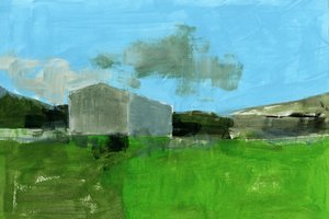 Grünes Feld Scheune
