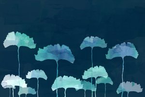 Aquarellblaue Ginkgo von cartissi