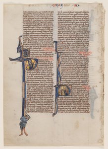 Blatt aus einer lateinischen Bibel: Initiale P: St. Paulus mit Schwert und Buch von circle or workshop of William de Brailes