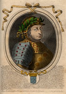 Karolingische Dynastie: Porträt von Karl III. Le Gros (839-888) König der Franken - Karl III. der Dicke - Gravur aus 