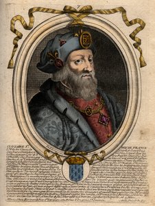 Porträt von Chlothar I. (497-561), König von Neustrien und König der Franken - Chlothar I., König der Franken - Gravur aus 