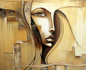 Abstraktes weibliches Gesicht in figurativer Kunst