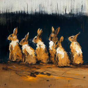 Kaninchenmalerei im figurativen Stil, Wandkunst von F. Abderrahim