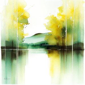 Serene Aquarell-Landschaft