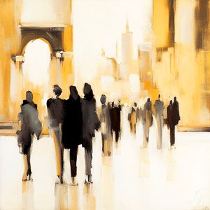 Städtisches Leben: Abstrakte impressionistische Silhouette von F. Abderrahim