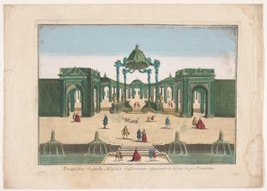 Ansicht der Pergola und der Brunnen eines Gartens des Königs von Dänemark von familie Remondini (attributed to)