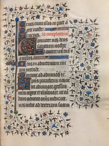 Stundenbuch (Gebrauch von Paris): Verzierte Initiale von follower of Boucicaut Master