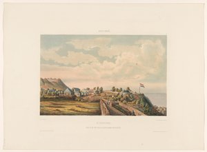 Sint-Eustatius. Blick auf Fort Oranje, den Krater, von der Pastorij aus von jonkheer Jacob Eduard van Heemskerck