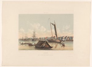Wasserkante und Reede in Paramaribo (Suriname. Blick auf die Wasserkante und Reede von Paramaribo) von jonkheer Jacob Eduard van Heemskerck