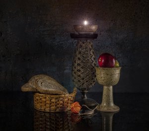 Rustikales Kerzenstillleben