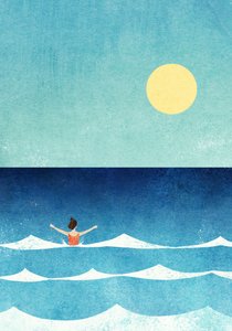Sonniges Ozeanschwimmen