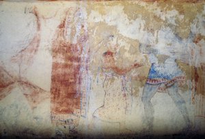Frau und Jugendlicher, Fresko, Grab der Blauen Dämonen, Nekropole von Tarquinia (UNESCO-Welterbeliste, 2004), Latium, Italien, etruskische Zivilisation, 5. Jahrhundert v. Chr. (Foto) von Theodore Charles Ange Coquelin