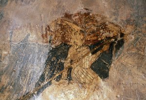 Mann zu Pferd, Fresko in der Kirche Agios Georgios, Komitades, Kreta, Griechenland von Unbekannt Unbekannt