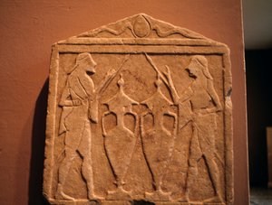 Relief, das Kastor und Polydeukes darstellt, aus Sparta, Griechenland, griechische Zivilisation von Unbekannt Unbekannt