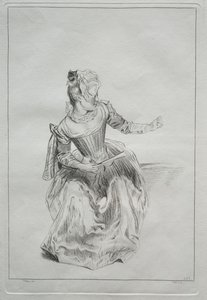 Frau mit einem Fächer von possibly by Benoit II Audran