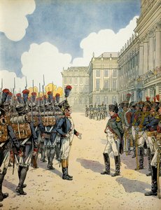 In Schoenbrunn, Napoleon I. Bonaparte (1769-1821) überprüfte die Truppen vor der Schlacht von Wagram am 5. und 6. Juli