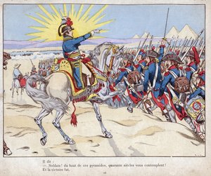 Ägyptenfeldzug: Napoleon führt seine Truppen zur Schlacht bei den Pyramiden, 21. Juli von pseudonym for Onfray de Breville Jacques Job