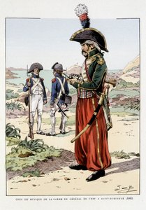 Chef de musique de la garde du général en chef à St Domingo en 1802 - in „Outfit des troupes de France: armee de terre et de mer à toutes les epoques“, ill. de Job von pseudonym for Onfray de Breville Jacques Job
